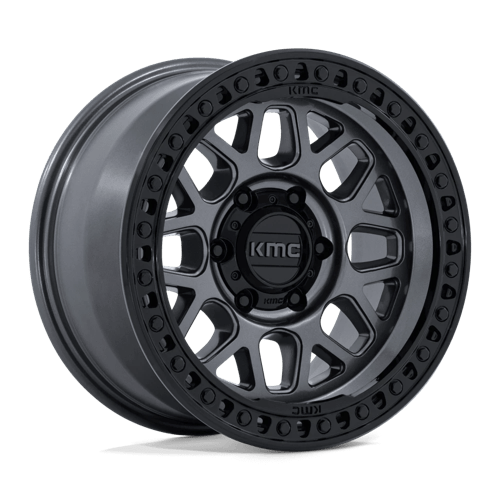 KMC GRS 8x165.1 17x8.5 +0 Gloss Gunmetal W/ Gloss Black