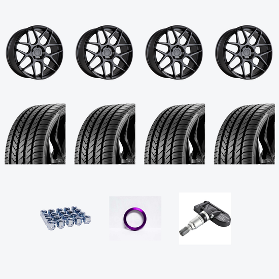 Aodhan AFF2 5x114.3 19x9.5+35 Matte Black + Lexani LX-TWENTY 235/35R19 — 2021 Nissan Altima SV Wheel & Tire Package