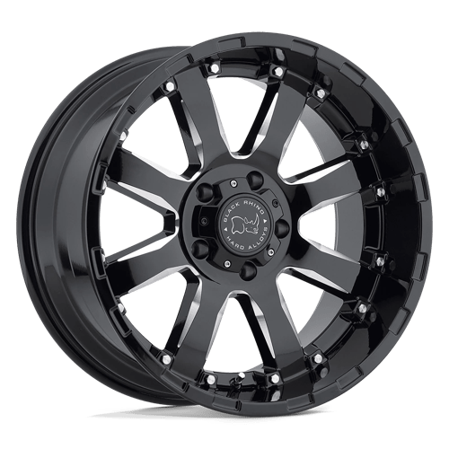 Black Rhino SIERRA 8X170 20X9 +12 GLOSS BLACK W/ MILLED SPOKES
