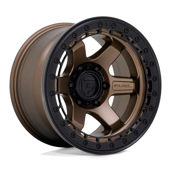 Fuel 1PC D124 BLOCK BEADLOCK 6X135 17X8.5 +0 MATTE BRONZE WITH MATTE BLACK RING