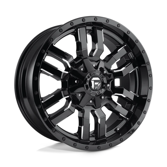 Fuel 1PC D595 SLEDGE 8X180 18X9 -12 GLOSS BLACK MILLED