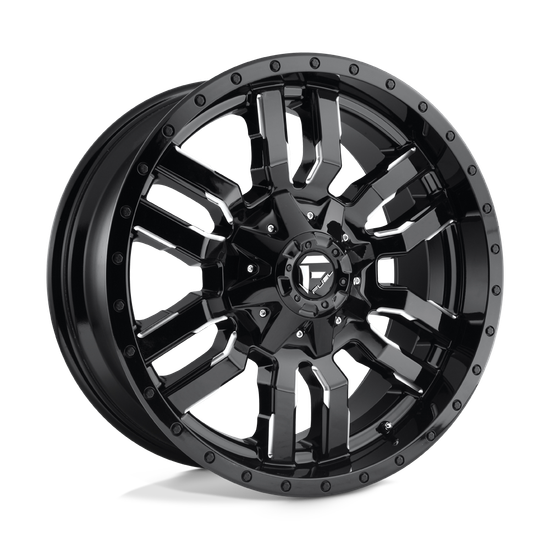 Fuel 1PC D595 SLEDGE 5X127/5X139.7 24X12 -44 GLOSS BLACK MILLED