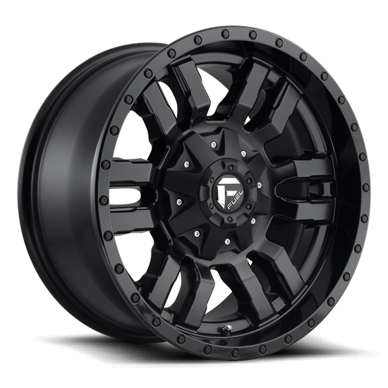 Fuel 1PC D596 SLEDGE 8X165.1 18X9 -12 MATTE BLACK GLOSS BLACK LIP