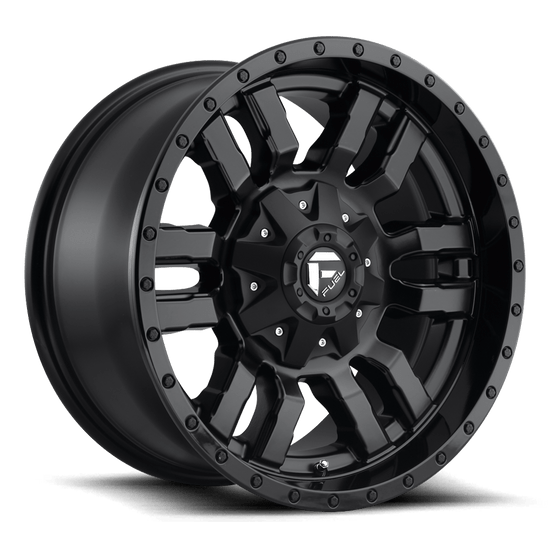 Fuel 1PC D596 SLEDGE 8X180 22X10 -18 MATTE BLACK GLOSS BLACK LIP
