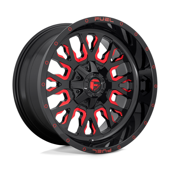 Fuel 1PC D612 STROKE 8X180 20X10 -18 GLOSS BLACK RED TINTED CLEAR