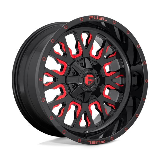 Fuel 1PC D612 STROKE 8X180 20X9 +20 GLOSS BLACK RED TINTED CLEAR