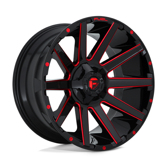 Fuel 1PC D643 CONTRA 8X180 20X9 +20 GLOSS BLACK RED TINTED CLEAR