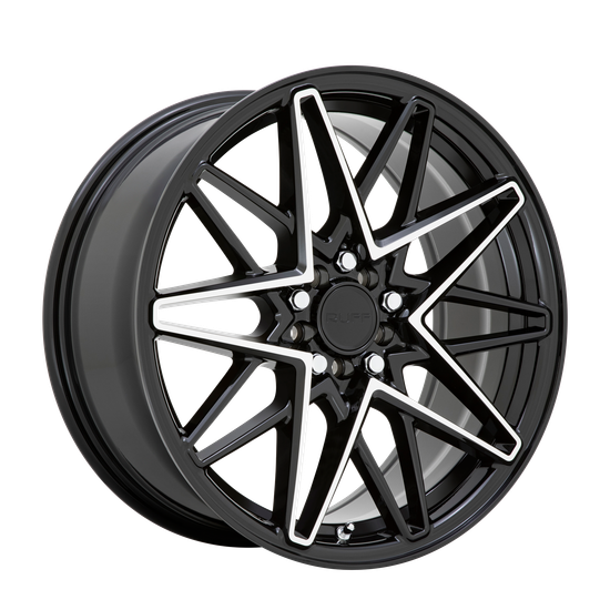 Ruff CLUTCH 5X112/5X120 18X8 +38 GLOSS BLACK W/ MACHINED FACE