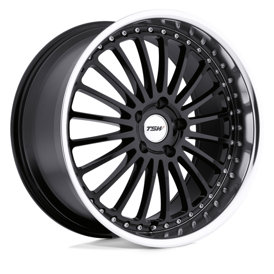 TSW SILVERSTONE 5X114.3 17X8 +20 GLOSS BLACK W/ MIRROR CUT LIP