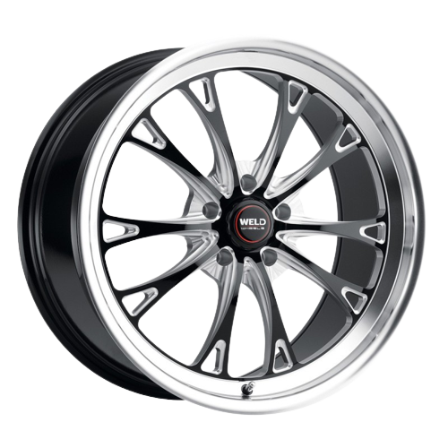 WELD Performance Belmont 5x120.65 17x9 +45 Gloss Black/Milled Diamond Cut Lip