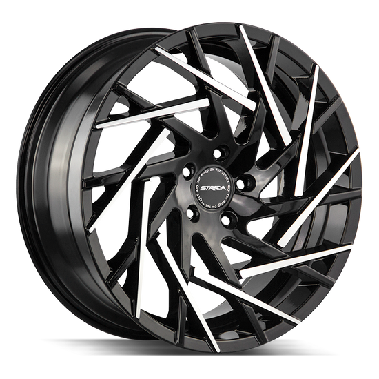 Strada Nido 5x115 22x9 +15 Gloss Black Machined Tips