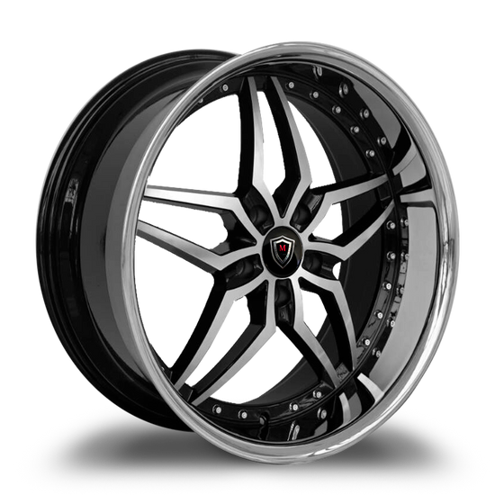 MARQUEE WHEELS M5331 5x112 20x9+25 BLACK / MACHINED/STAINLESS LIP