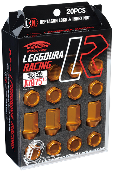 Kyo-Ei LEGGDURA RACING SHELL TYPE LUG NUT RL54 KNURLED TYPE 14X1.50 BLACK 16 PCS + 4 LOCKS