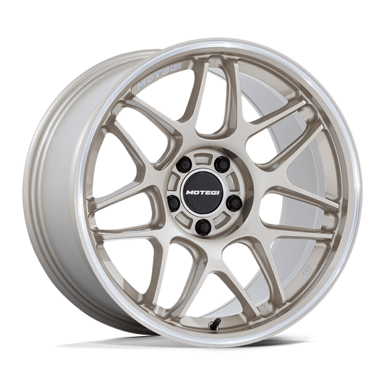 Motegi MR158 TSUBAKI 5X120 18x9.5 +25 MOTORSPORT GOLD W/ MACHINED LIP