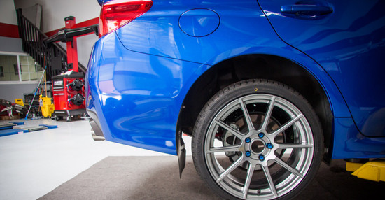 Enkei TS10 18x9.5 Vanquish White wheels on a 2019 Subaru WRX