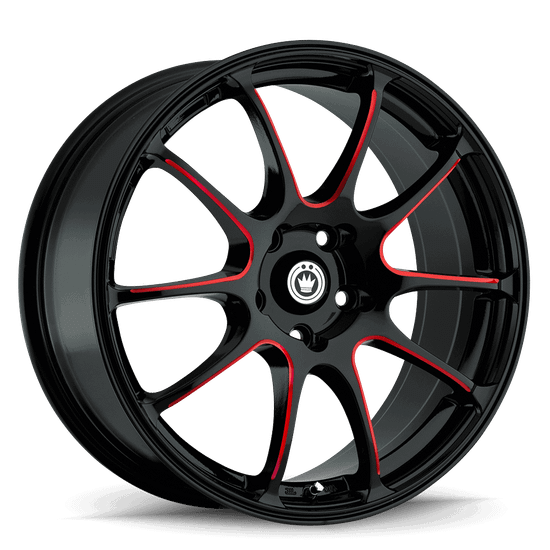 Konig Illusion 5x100 17x7+40 Black/Ball Cut Red