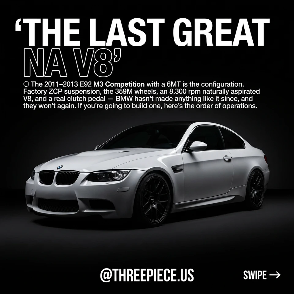 E92 M3 Competition 6MT Build Guide: S65 Mod Order