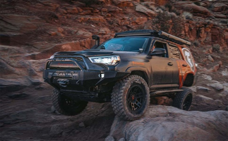 MagnaFlow Overland Series exhaust pipe detail mounted on 4Runner