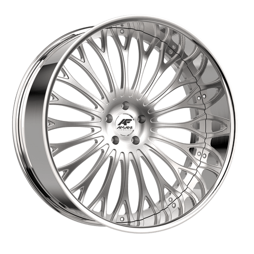 Amani Napoliano 5x112/5x114.3 22x10 +38 Brush Center Chrome Lip