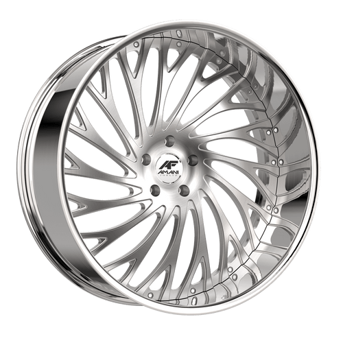 Amani Vamos 5x112/5X114.3 22x10 +38 Brush Center Chrome Lip