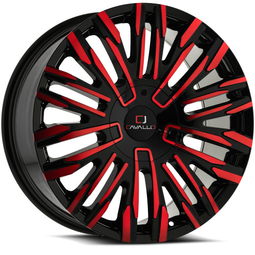 Cavallo CLV-28 6x135/6x139.7 20x8.5 +15 Gloss Black & Red Milled
