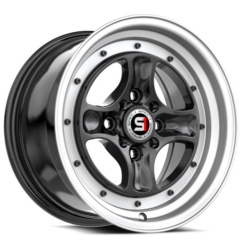 Spec-1 SPT-35 4x100/4x114.3 15x8 +25 Gloss Black & Machined Lip