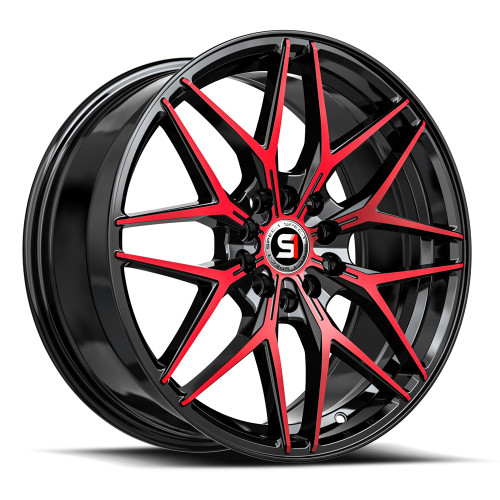 Spec-1 SP-60 5x108/5x114.3 17x7.5 +42 Gloss Black & Red Machined
