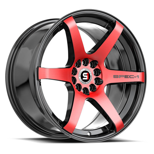 Spec-1 SPT-32 5x110/5x114.3 17x8 +42 Gloss Black & Red Machined