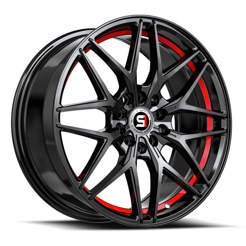 Spec-1 SP-60 5x114.3/5x120 18x8 +38 Gloss Black & Red Undercut