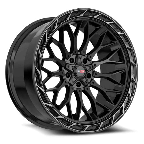 Vortek VRP-503 5x139.7/5x150 20x9 +18 Gloss Black Center & Diamond Cut Ring With Dark Tint