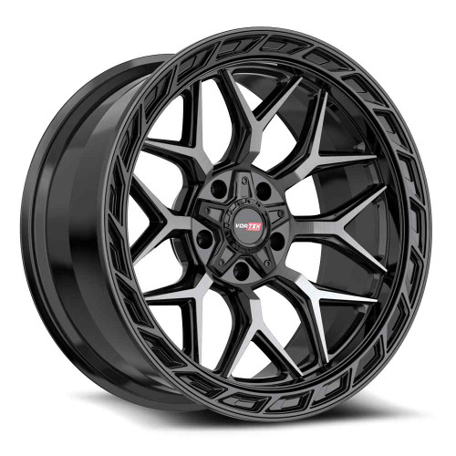 Vortek VRP-504 5x139.7/5x150 20x9 +18 Black Diamond Cut With Dark Tint