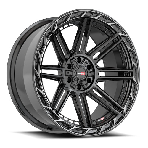 Vortek VRP-501 6x135/6x139.7 22x10 -18 Gloss Black Center & Diamond Cut Ring With Dark Tint