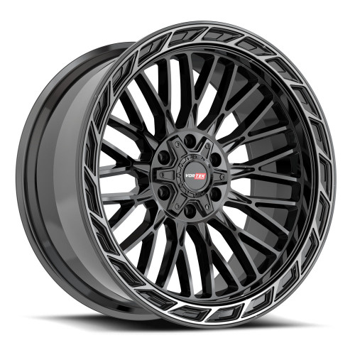 Vortek VRP-502 6x135/6x139.7 20x9 +18 Gloss Black Center & Diamond Cut Ring With Dark Tint