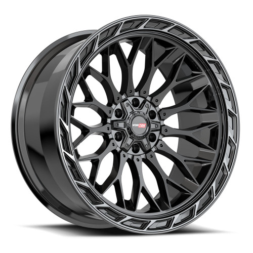 Vortek VRP-503 6x135/6x139.7 24x11 -24 Gloss Black Center & Diamond Cut Ring With Dark Tint