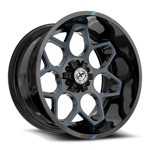 XF Off-Road XF-233 5x127/5x139.7 20x9 +0 Gloss Black & Blue Milled