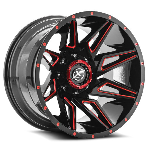 XF Off-Road XF-218 5x139.7/5x150 20x10 -24 Gloss Black & Red Milled