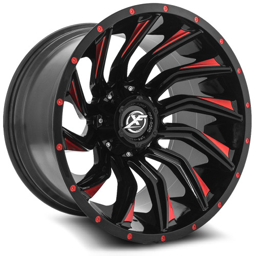 XF Off-Road XF-224 5x139.7/5x150 26x14 -76 Gloss Black & Red Milled