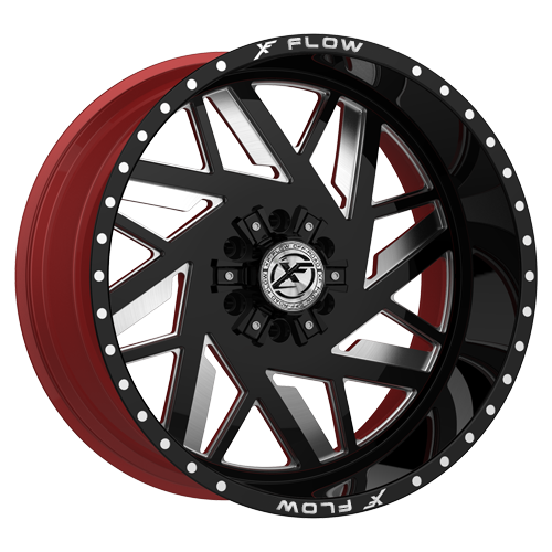 XFX Flow XFX-306 5x127/5x139.7 24x12 -44 Gloss Black & Milled With Red Inner
