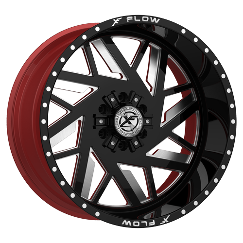 XFX Flow XFX-306 5x127/5x139.7 26x12 -44 Gloss Black & Milled With Red Inner