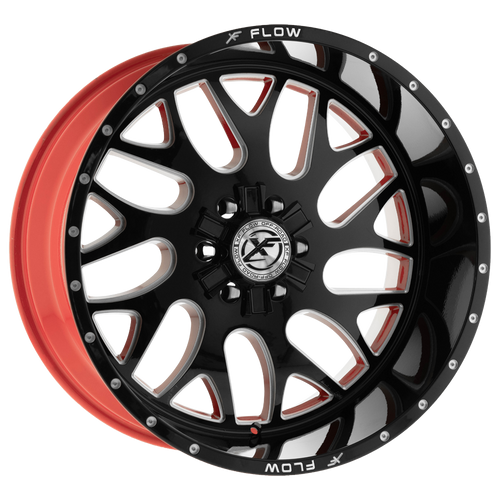 XFX Flow XFX-301 5x127/5x139.7 26x12 -44 Gloss Black & Milled With Red Inner