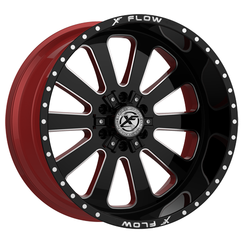 XFX Flow XFX-302 5x127/5x139.7 26x12 -44 Gloss Black & Milled With Red Inner