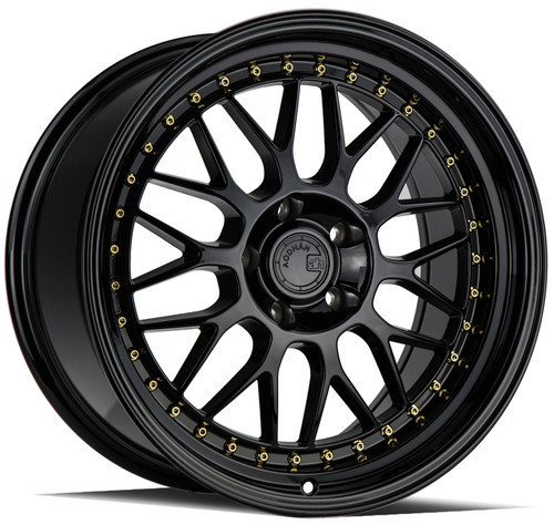 Aodhan AH02 5x114.3 19x8.5 +35 Gloss Black ( Gold Rivet)