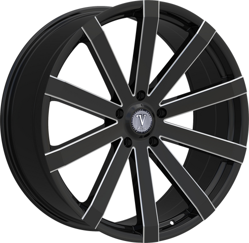 VELOCITY 12 5X115 22x9 +13 BLACK AND MILLED