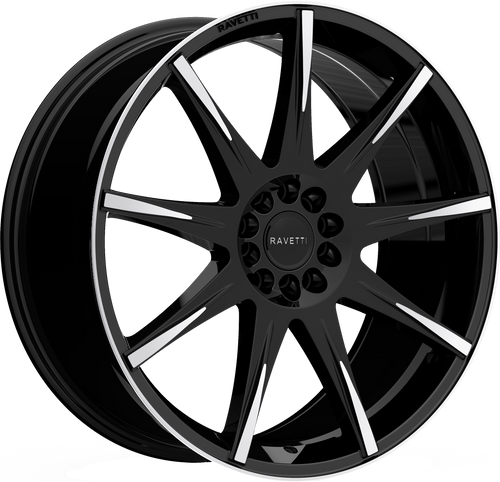 RAVETTI M9 5X110/5X114.3 18x8 +38 BLACK MACHINED