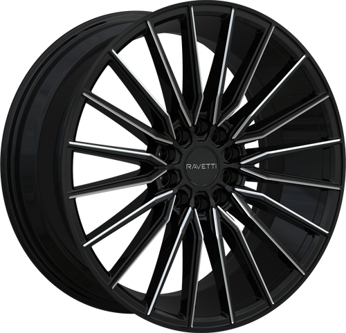 RAVETTI M18 5X112/5X114.3 18x8 +38 BLACK AND MILLED
