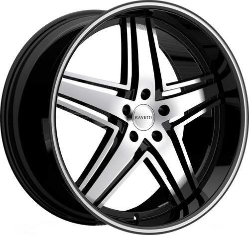 RAVETTI M6 5X114.3 20x8.5 +38 BLACK MACHINED
