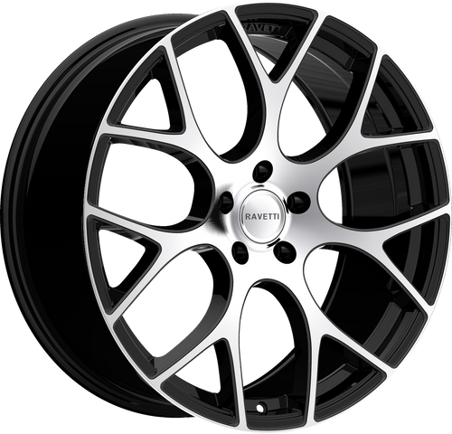 RAVETTI M8 5X114.3 20x8.5 +38 BLACK MACHINED