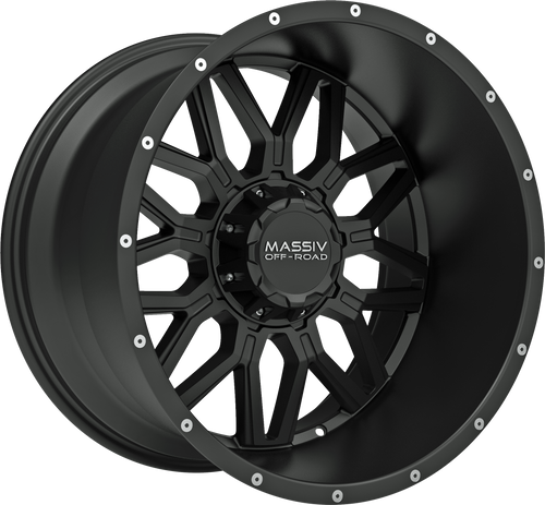 MASSIV OFF-ROAD OR1 6X135/6X139.7 20x10 -24 SATIN BLACK W/ MILLED RIVETS
