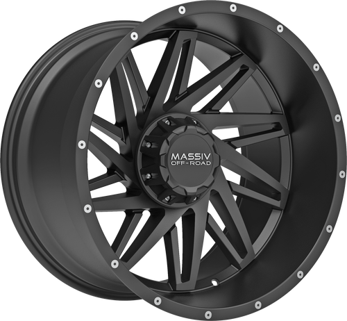 MASSIV OFF-ROAD OR3 6X135/6X139.7 20x10 -18 SATIN BLACK W/ MILLED RIVETS