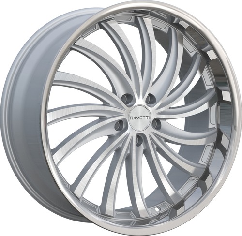 RAVETTI M15 5X114.3 20x8.5 +35 SILVER BRUSHED STAINLESS LIP